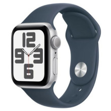 Смарт-годинник Apple Watch SE GPS 44mm Silver Aluminium Case with Storm Blue Sport Band - M/L (MREE3QP/A)