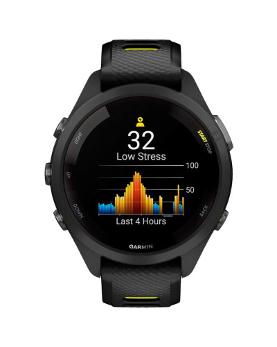 Смарт-годинник Garmin Forerunner 265S Black Bezel and Case with Black/Amp Yellow Silicone Band (010-02810-53)