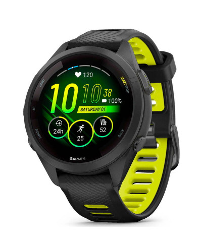 Смарт-годинник Garmin Forerunner 265S Black Bezel and Case with Black/Amp Yellow Silicone Band (010-02810-53)