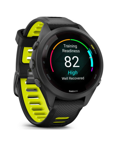 Смарт-годинник Garmin Forerunner 265S Black Bezel and Case with Black/Amp Yellow Silicone Band (010-02810-53)