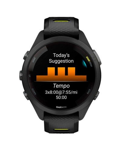 Смарт-годинник Garmin Forerunner 265S Black Bezel and Case with Black/Amp Yellow Silicone Band (010-02810-53)