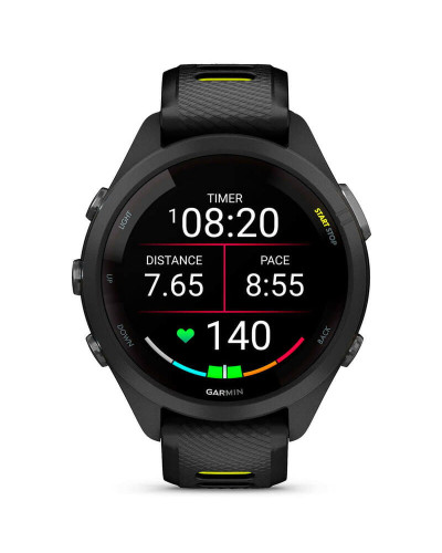 Смарт-годинник Garmin Forerunner 265S Black Bezel and Case with Black/Amp Yellow Silicone Band (010-02810-53)