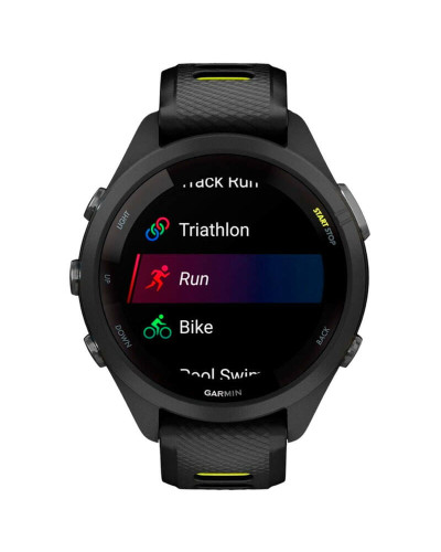 Смарт-годинник Garmin Forerunner 265S Black Bezel and Case with Black/Amp Yellow Silicone Band (010-02810-53)