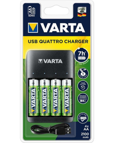 Зарядний пристрiй Varta Value USB Quattro Charger+4xAA 2100mAh (57652101451)