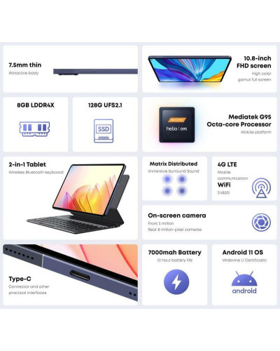 Планшет Chuwi HiPad Pro 8/128GB Dual Sim Silver (CWI526-PRO-KB/CW-102788) з клавіатурою