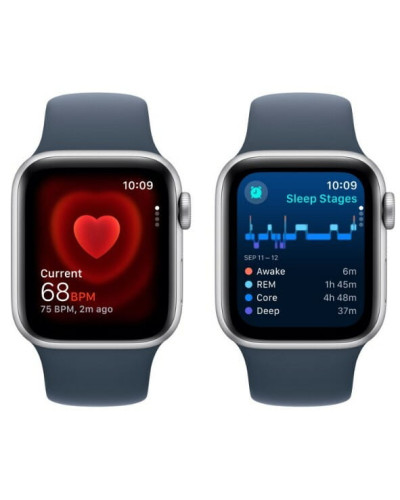 Смарт-часы Apple Watch SE GPS 40mm Silver Aluminium Case with Storm Blue Sport Band - M/L (MRE23QP/A)
