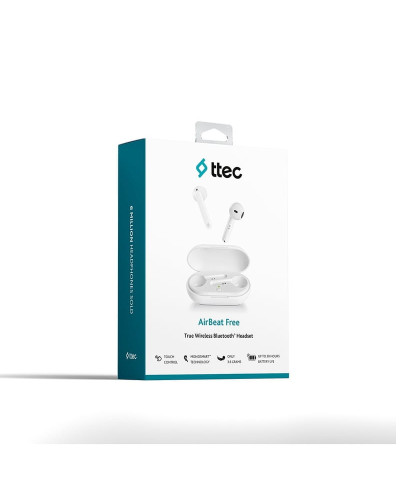 Bluetooth-гарнитура Ttec AirBeat Free True Wireless Headsets White (2KM133B)