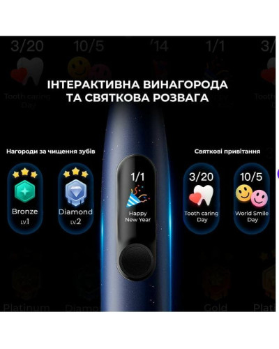 Умная зубная электрощетка Oclean X Pro Digital Electric Toothbrush Dark Blue (6970810553482)