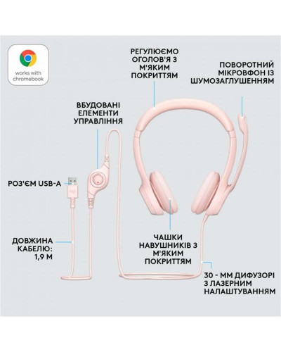 Гарнитура Logitech H390 USB Rose (981-001281)