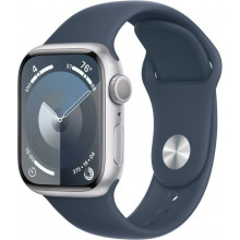 Смарт-годинник Apple Watch Series 9 GPS 41mm Silver Aluminium Case with Storm Blue Sport Band - M/L (MR913QP/A)