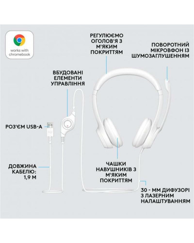 Гарнітура Logitech H390 USB White (981-001286)