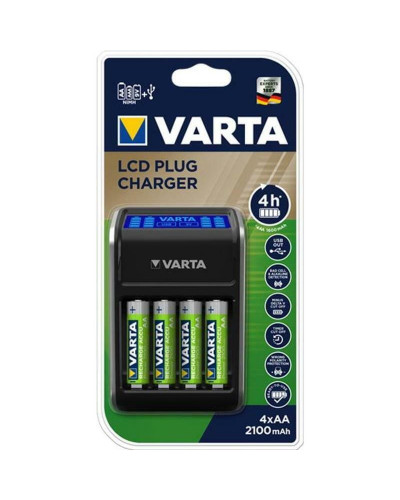 Мережевий зарядний пристрій Varta LCD Plug Charger + 4 х Ni-Mh AA 2100 mAh (57687101441)