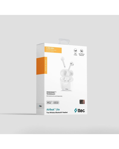 Bluetooth-гарнітура Ttec AirBeat LiteTrue Wireless Headsets White (2KM129B)