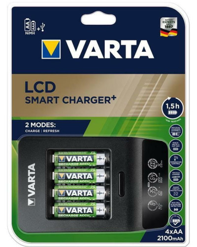 Мережевий зарядний пристрій Varta LCD Smart Plus Charger + 4 х Ni-Mh AA 2100 mAh (57684101441)