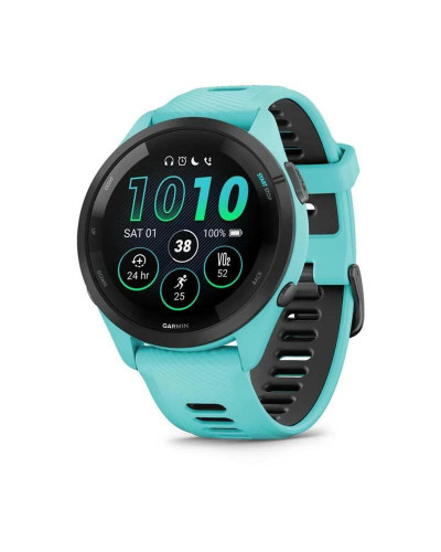 Смарт-часы Garmin Forerunner 265 Black Bezel with Aqua Case and Aqua/Black Silicone Band (010-02810-52)