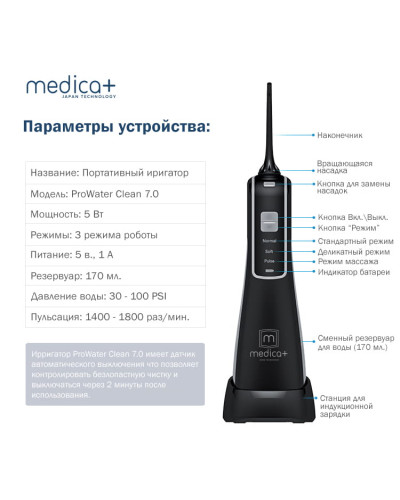 Портативный ирригатор Medica+ ProWater Clean 7.0 (MP-102935)