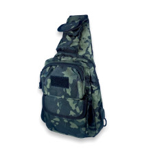 Сумка через плече, слінг, один відділ, кишеня на звороті, USB-слот, 45*20*8 см, камуфляж, черно-зелений
