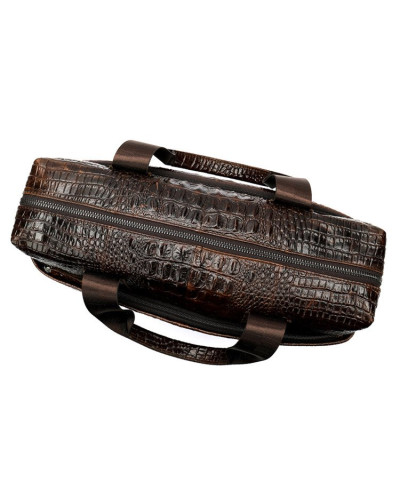 Сумка для ноутбука с тиснением под рептилию Vintage 14719 Коричневая