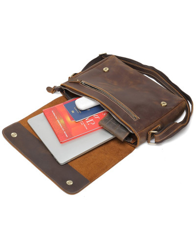 Сумка мужская crazy horse Vintage 14780 Коричневая