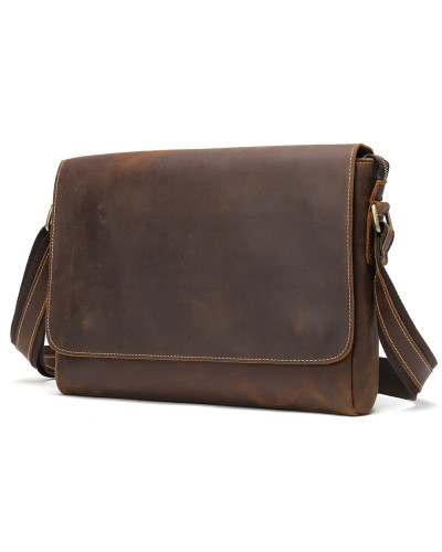Сумка мужская crazy horse Vintage 14780 Коричневая
