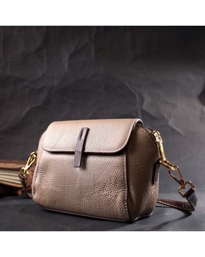 Стильна жіноча компактна сумка з натуральної шкіри Vintage 22267 Бежева