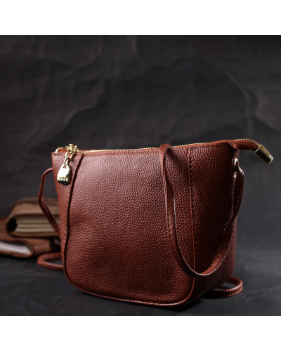 Невелика сумка жіноча через плече з натуральної шкіри Vintage 22300 Коричнева