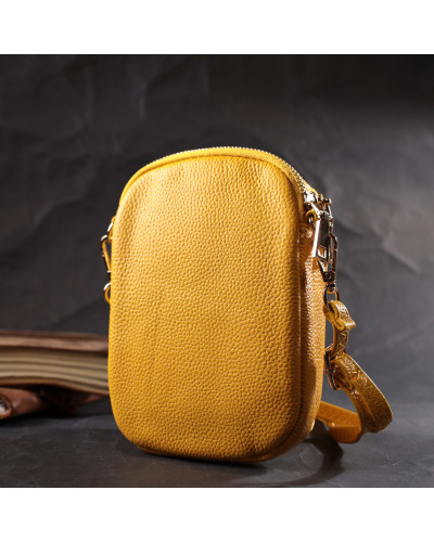 Оригінальна сумка для жінок з м'якої натуральної шкіри Vintage 22342 Жовтий