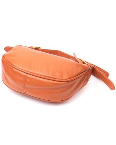 Полукруглая женская сумка с одной плечевой лямкой из натуральной кожи Vintage 22370 Коричневая