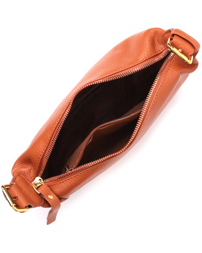 Полукруглая женская сумка с одной плечевой лямкой из натуральной кожи Vintage 22370 Коричневая