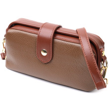 Красивий клатч з цікавою клямкою з натуральної шкіри Vintage 22425 Коричневий
