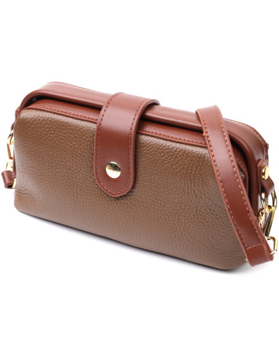 Красивий клатч з цікавою клямкою з натуральної шкіри Vintage 22425 Коричневий