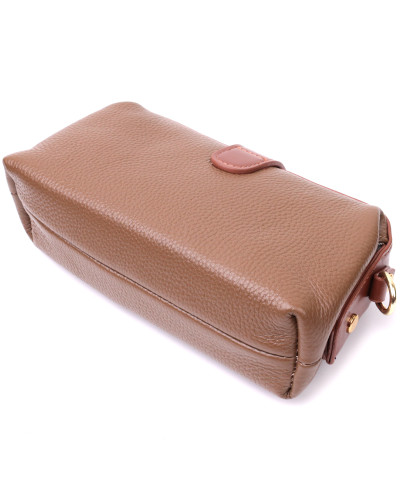Красивий клатч з цікавою клямкою з натуральної шкіри Vintage 22425 Коричневий