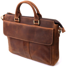 Стильный портфель в винтажном стиле из натуральной кожи Vintage 22673 Коричневый