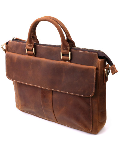 Стильный портфель в винтажном стиле из натуральной кожи Vintage 22673 Коричневый