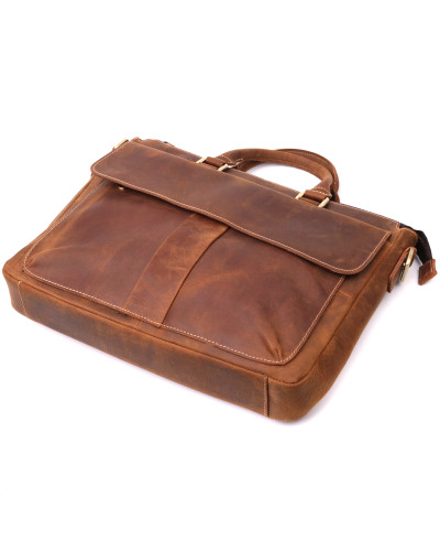 Стильный портфель в винтажном стиле из натуральной кожи Vintage 22673 Коричневый