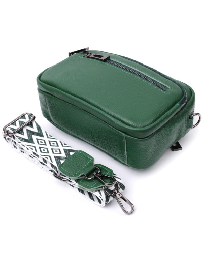 Яркая женская сумка с накладным карманом из натуральной кожи Vintage 22639 Зеленая