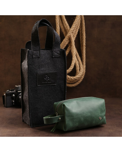 Шкіряна косметичка унісекс GRANDE PELLE 11572 Зелений