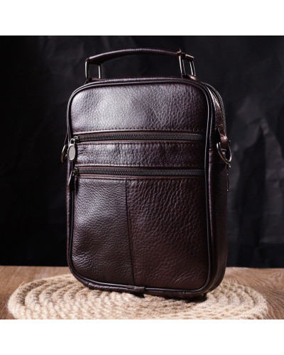 Качественный мужской месенджер из натуральной кожи Vintage 21304 Коричневый