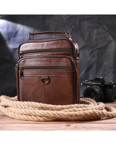 Чудова чоловіча сумка з натуральної шкіри 21279 Vintage Коричнева