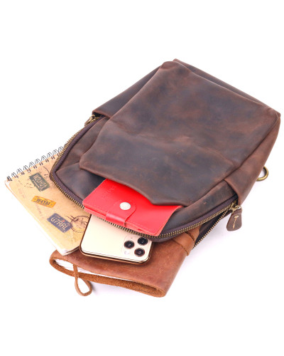 Сумка чоловіча через плече з натуральної vintage шкіри 21285 Vintage Коричнева