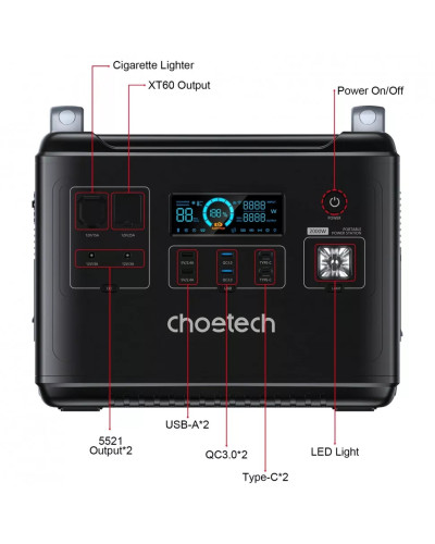 Зарядна станція Choetech BS006 2000W (1997 Вт·год / 2000 Вт)